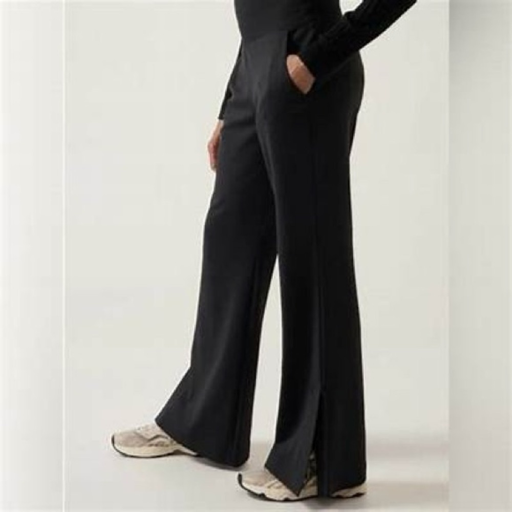 Athleta Venice Black Wide-Leg Split Hem Pants